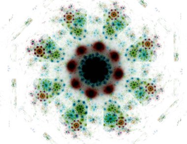 Soyut fraktal kırmızı arka plan ile kesişen daireler ve oval. disko ışıkları. Hareket illüstrasyon.