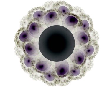 Soyut fraktal kırmızı arka plan ile kesişen daireler ve oval. disko ışıkları. Hareket illüstrasyon.