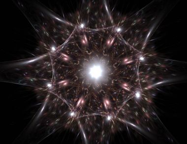 Soyut fraktal kırmızı arka plan ile kesişen daireler ve oval. disko ışıkları. Hareket illüstrasyon.