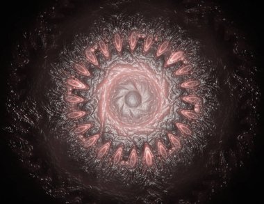 Soyut fraktal kırmızı arka plan ile kesişen daireler ve oval.