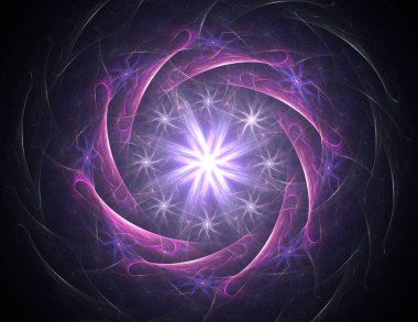 Soyut fraktal kırmızı arka plan ile kesişen daireler ve oval. disko ışıkları. Hareket illüstrasyon.