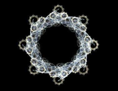 Soyut fraktal kırmızı arka plan ile kesişen daireler ve oval. disko ışıkları. Hareket illüstrasyon.