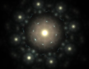 Soyut fraktal arka plan - bilgisayar tarafından oluşturulan görüntü. Dijital sanat. Daireleri merkeze doğru yakınsak. 