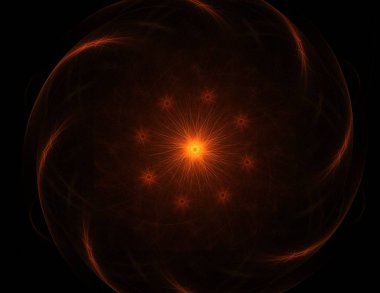 Soyut fraktal kırmızı arka plan ile kesişen daireler ve oval. disko ışıkları. Hareket illüstrasyon.