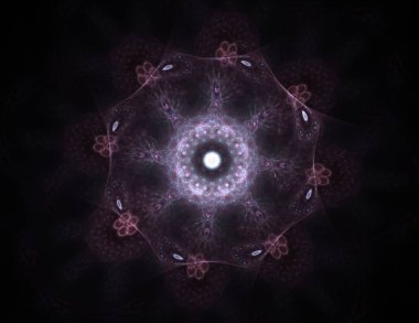 Soyut fraktal arka plan - bilgisayar tarafından oluşturulan görüntü. Dijital sanat. Daireleri merkeze doğru yakınsak. 