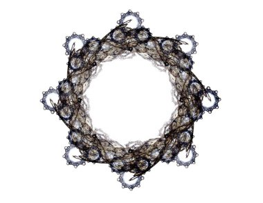 Soyut fraktal kırmızı arka plan ile kesişen daireler ve oval. disko ışıkları. Hareket illüstrasyon.