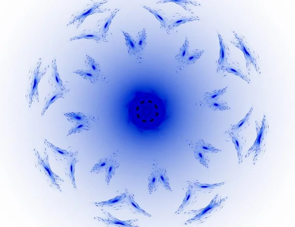 Deeltjes van abstracte fractale vormen op het onderwerp van de nucleaire fysica wetenschap en grafisch ontwerp. Heilige Geometrie. — Stockfoto