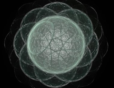 Konuyla ilgili soyut fraktal formlar grafik tasarım ve nükleer fizik bilim parçacıkların. Geometri kutsal fütüristik kuantum dijital hologram doku geliştirme dalga gerçeküstü tasarım.