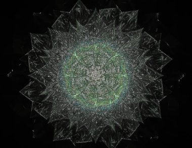 Soyut fraktal kırmızı arka plan ile kesişen daireler ve oval.