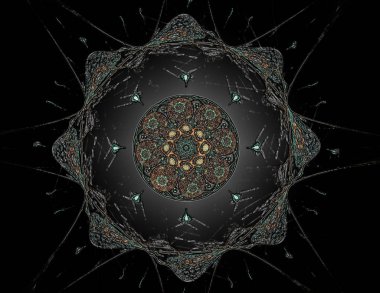 Dantelli renkli saat desen. Dijital fractal sanat tasarım. ABS