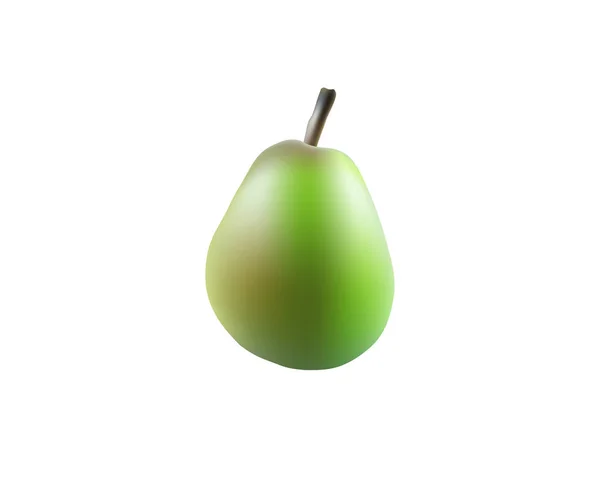 Una sola fruta de pera de cerca. Pera cruda aislada sobre fondo blanco. Ilustración cualitativa de vectores sobre la agricultura de peras . — Vector de stock