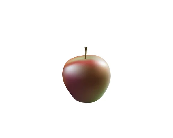 Buah apel merah matang tunggal terisolasi pada latar belakang putih . - Stok Vektor