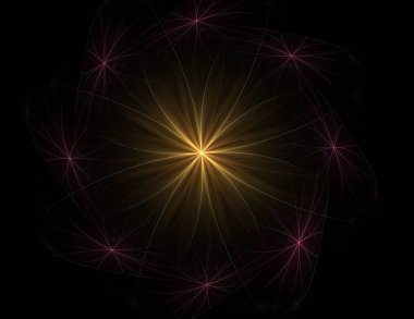 Soyut fraktal arka plan - bilgisayar tarafından oluşturulan görüntü. Dijital sanat. Daireleri merkeze doğru yakınsak. 