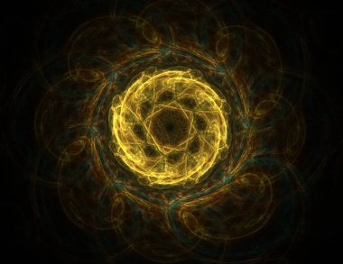 Soyut fraktal kırmızı arka plan ile kesişen daireler ve oval. disko ışıkları. Hareket illüstrasyon.