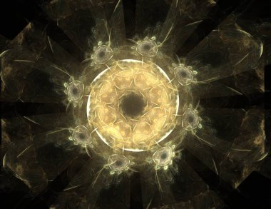 Konuyla ilgili soyut fraktal formlar grafik tasarım ve nükleer fizik bilim parçacıkların. Kutsal geometri nereye futuristik