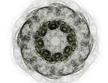 Konuyla ilgili soyut fraktal formlar grafik tasarım ve nükleer fizik bilim parçacıkların. Kutsal geometri.