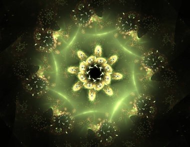 Soyut fraktal arka plan - bilgisayar tarafından oluşturulan görüntü. Dijital sanat. Daireleri merkeze doğru yakınsak. 