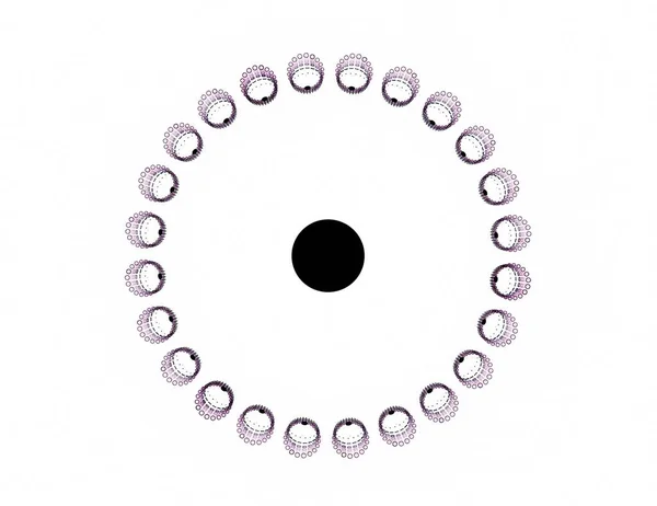 Abstrakter fraktaler roter Hintergrund mit sich kreuzenden Kreisen und Ovalen. Discobeleuchtung. Motion Illustration. — Stockfoto