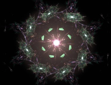 Soyut fraktal arka plan - bilgisayar tarafından oluşturulan görüntü. Dijital sanat. Daireleri merkeze doğru yakınsak. 