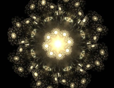 Soyut fraktal kırmızı arka plan ile kesişen daireler ve oval. disko ışıkları. Hareket illüstrasyon.