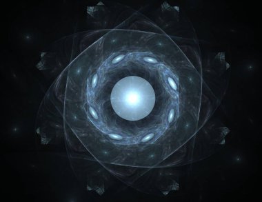 Soyut fraktal arka plan - bilgisayar tarafından oluşturulan görüntü. Dijital sanat. Daireleri merkeze doğru yakınsak. 