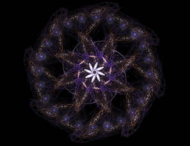 Dantelli renkli saat desen. Dijital fractal sanat tasarım. Kutsal semboller işaretler geometrisi soyut tasarım. 