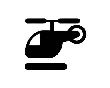 Beyaz bir arka plan üzerinde büyük bir helikopter silüeti