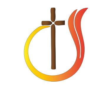 Alev din Katolik simge vektör çapraz soyut logosu