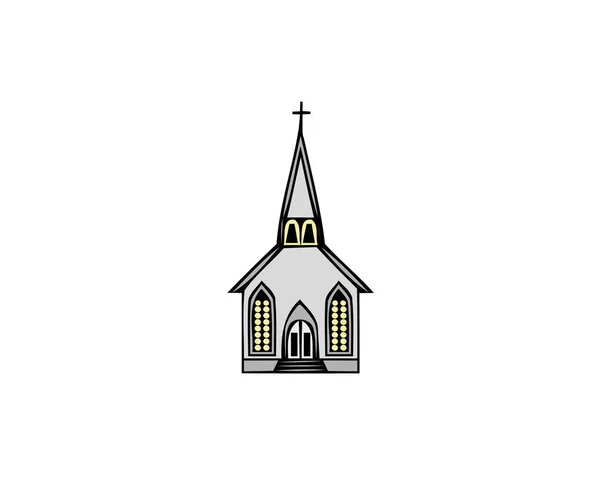 Kirche Ikone isoliert auf weißem Hintergrund. Vektor Illustration für Religion Architektur Design. — Stockvektor