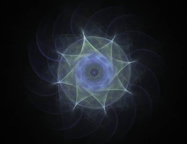 Soyut fraktal arka plan - bilgisayar tarafından oluşturulan görüntü. Dijital sanat. Daireleri merkeze doğru yakınsak. 