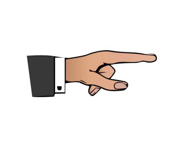 İşaret parmağı, işaret parmağı yön renk simgesi. Erkek eli hareketi, resim çekimi. Düz biçimli vektör illüstrasyonu.
