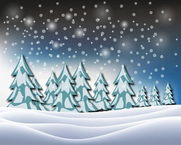 Vector winter wonderland nacht achtergrond. Vector van het winterlandschap. Vrolijk kerstfeest! — Stockvector