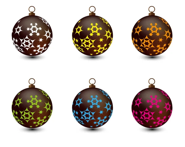 Bolas de Natal coloridas. Conjunto de decorações realísticas isoladas. Ilustração vetorial. — Vetor de Stock