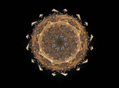 Aşağı düşen geometrik spiral. Soyut renkli fraktal metin