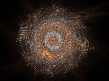 Aşağı düşen geometrik spiral. Soyut renkli fraktal metin