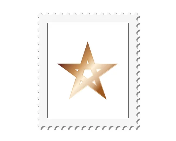Fond de cadre de timbre postal vectoriel. Illustration vectorielle abstraite avec pentagramme d'or sur fond blanc . — Image vectorielle