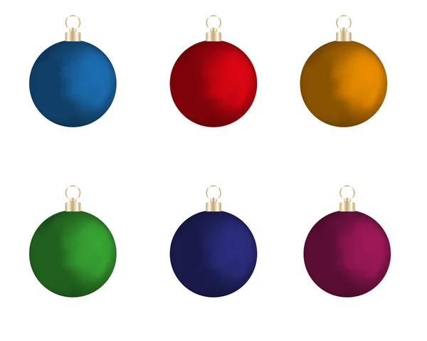 Barevné vánoční koule. Sada izolovaných realistických dekorací. Vektorová ilustrace. — Stockový vektor
