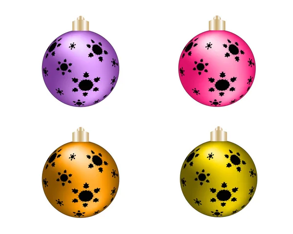 Palline di Natale colorate. Set di decorazioni realistiche isolate. Illustrazione vettoriale. — Vettoriale Stock