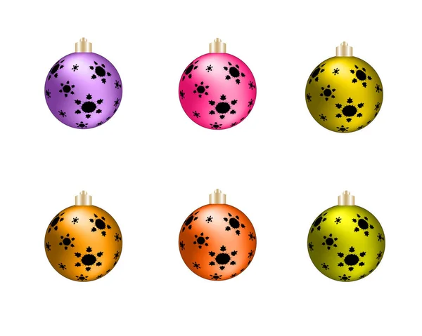 Barevné vánoční koule. Sada izolovaných realistických dekorací. Vektorová ilustrace. — Stockový vektor