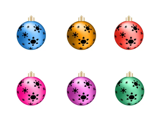 Bolas de Navidad coloridas. Conjunto de decoraciones realistas aisladas. Ilustración vectorial. — Vector de stock