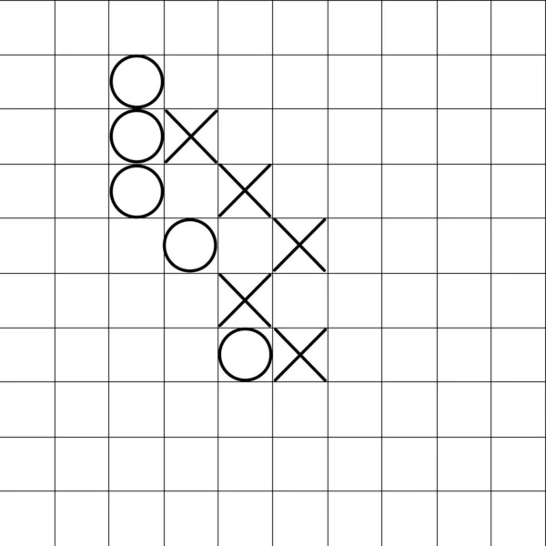 Gomoku. Um jogo de cinco em linha em ação . — Vetor de Stock