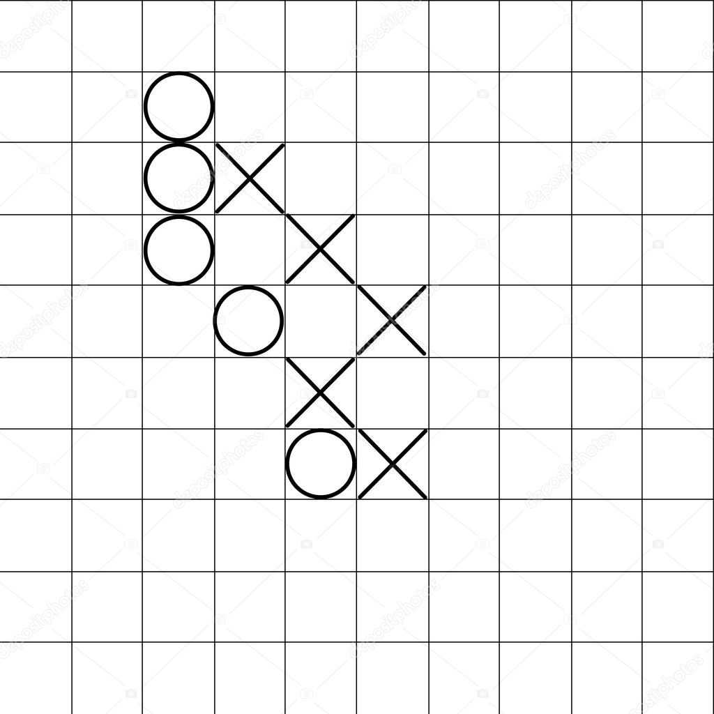 Gomoku. A five-in-a-row game in action.