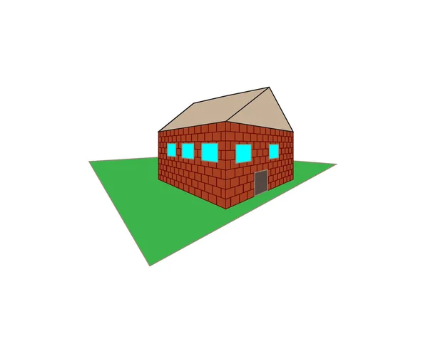 Isometrische huis. Cartoon huis in isometrische perspectief. Kleurenillustratie geïsoleerd op een witte achtergrond. — Stockvector
