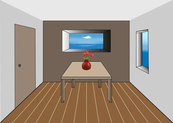 Vue perspective de l'intérieur du salon — Image vectorielle