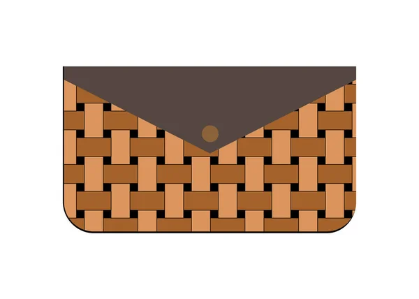 Cartera de cuero beige de dibujos animados vectorial sobre fondo blanco — Vector de stock