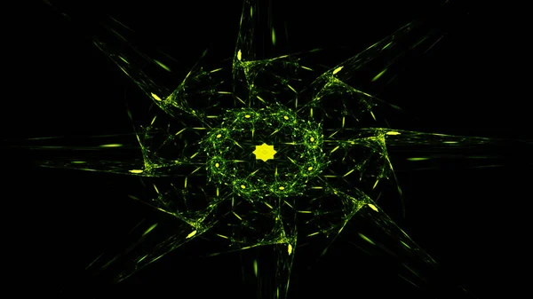 Forma de néon verde abstrato, fractal ondulado futurista do signo estrela e círculo. Vector quadrado ou elemento decorativo. Ilustração geométrica legal — Fotografia de Stock