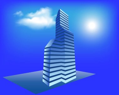 Neon parlayan ışıklarla aydınlatılmış gece şehir vektör konsept arka plan. Mavi ve mor renklerde fütüristik şehir manzarası, modern gökdelen ile panorama