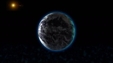 Göktaşı yağmuru güneş sisteminden Dünya 'ya uçuyor. Asteroid kaya çarpışması. Gerçekçi Planet Globe ve Sun arka planda. 3D canlandırma canlandırması. Bilim konsepti. 4 bin. Nasa 'dan medya desteği