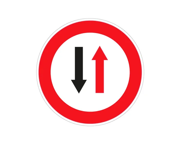 Vector Regulatory signs of Give way to oncoming vehicles isolated on white background. Traffic Sign. Road signs. — Stock Vector