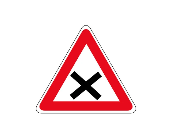 Ilustração do sinal de aviso triangular para intersecção — Vetor de Stock
